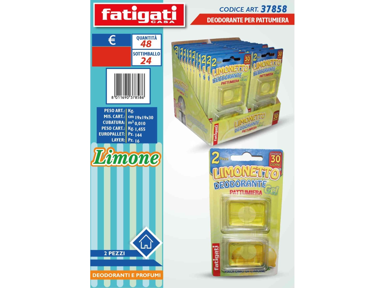 DEODORANTE PER PATTUMIERA LIMONE SET DA 2PZ 37858
