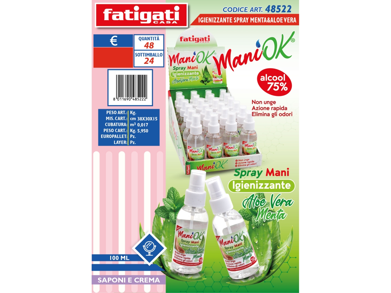 IGIENIZZANTE SPRAY 100ML MENTAEALOE 48522