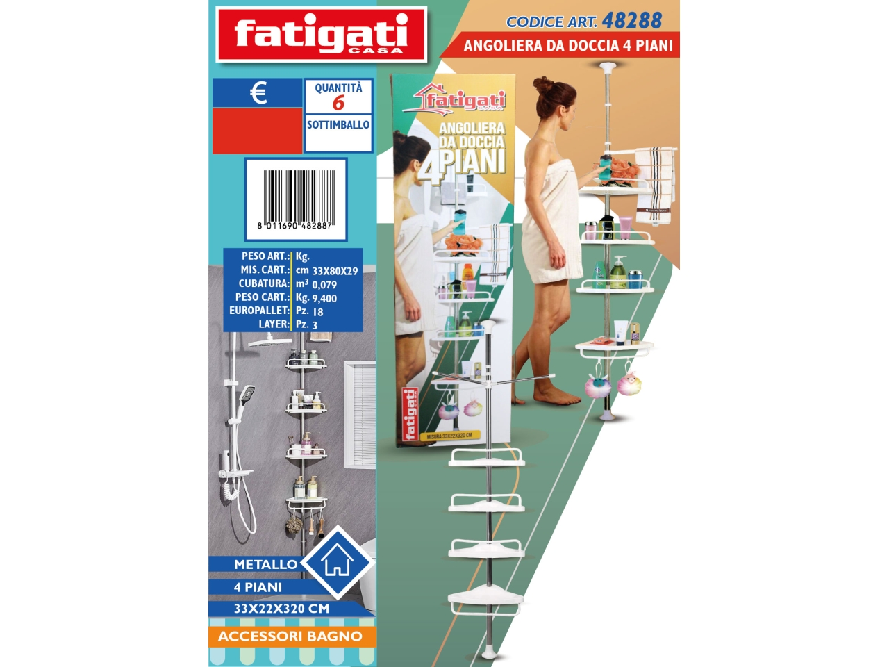 ANGOLIERA DA DOCCIA 4 PIANI 33X22X3CM 48288