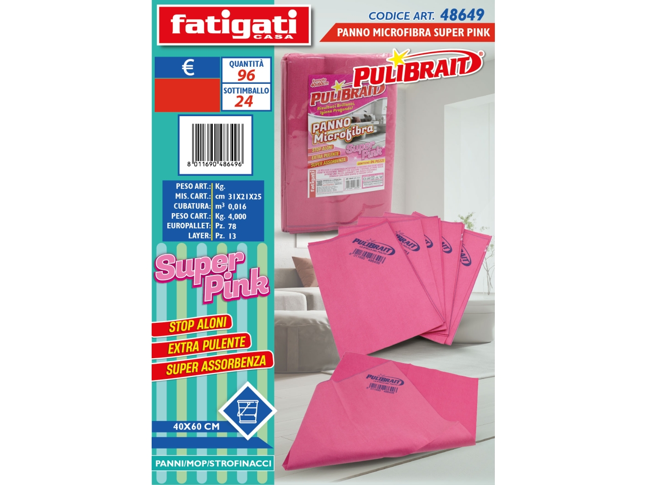 PANNO MICROFIBRA SUPER PINK 40X60CM 48649