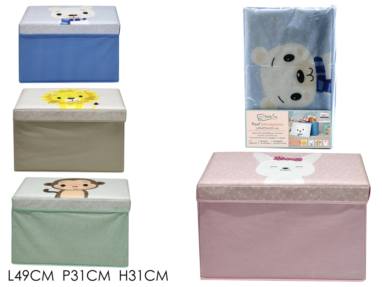 POUF RICHIUDIBILE BABY CUTE 49X31X31CM ASS.747998