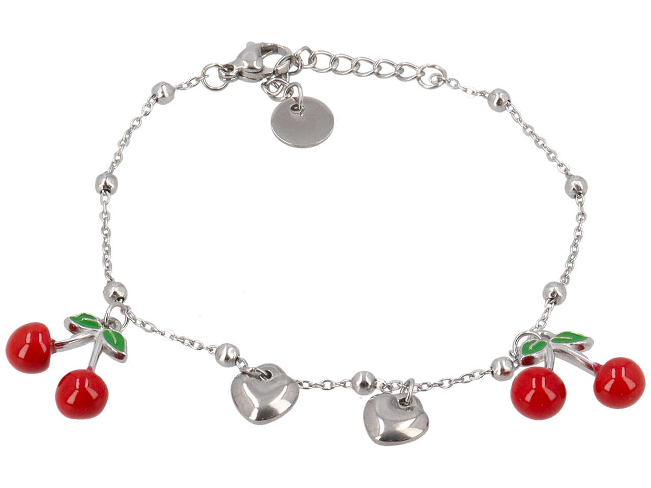 BRACCIALE CHARME CILIEGIE E CUORI BRACCIALE CHARME CILIEGIE E CUORI