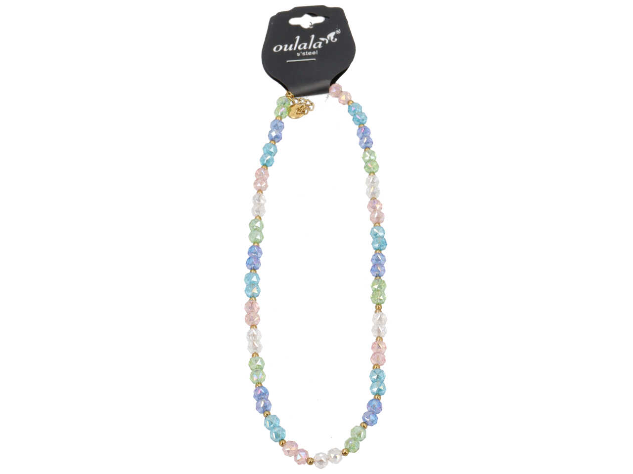 COLLANA CRISTALLI MULTICOLOR E SFERETTE ORO COLLANA CRISTALLI MULTICOLOR E SFERETTE ORO