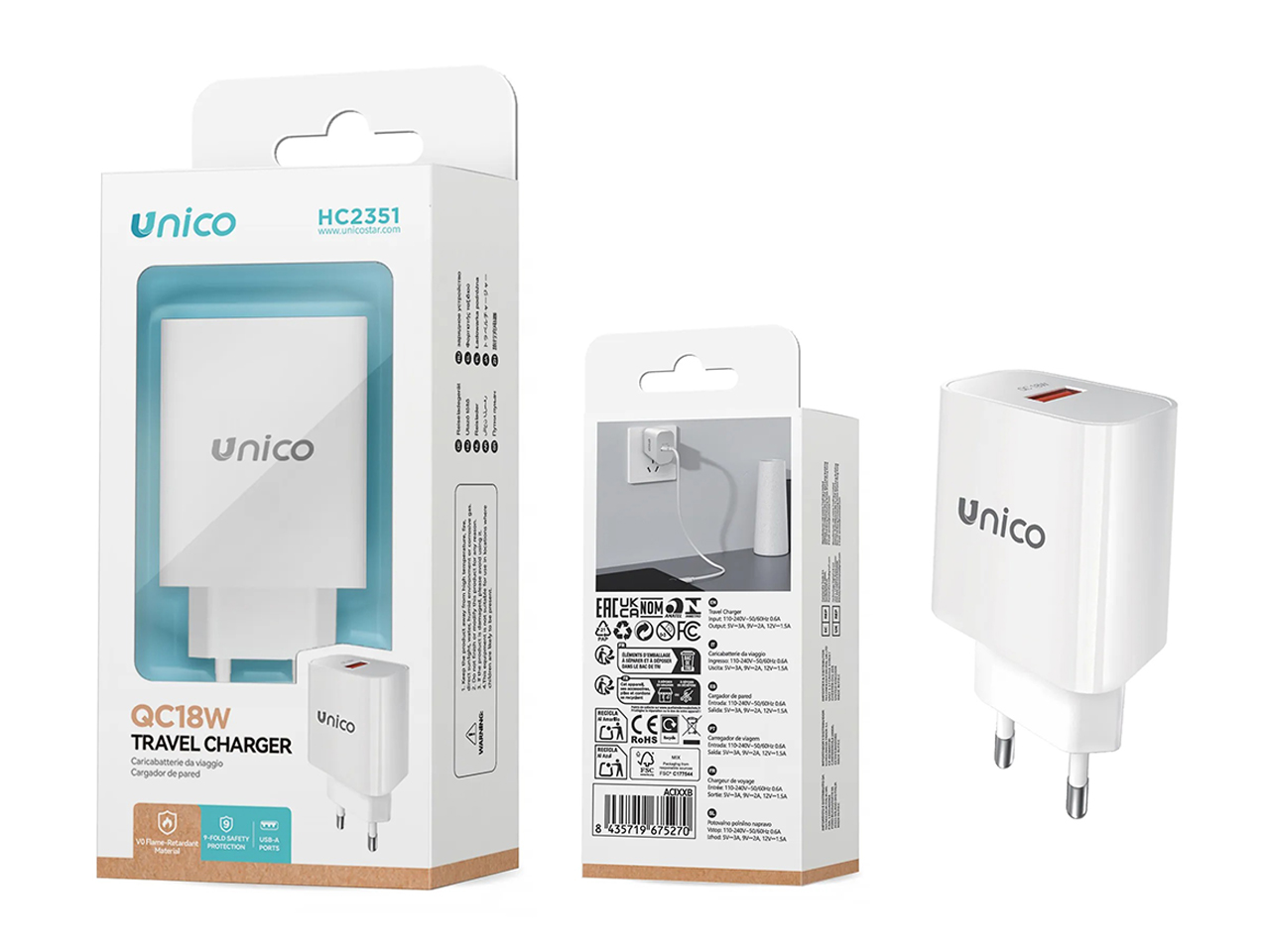 CARICABATTERIA SINGOLO USB QC18W BIANCO HC2351 CARICABATTERIA SINGOLO USB QC18W BIANCO HC2351