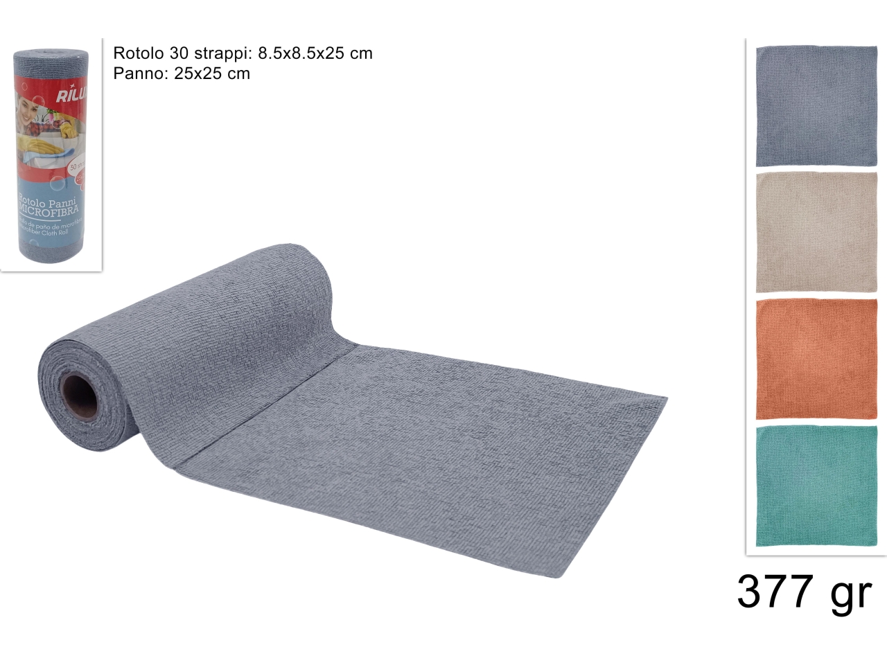 ROTOLO 30PZ PANNI MICROFIBRA 25X25CM DEV25010051