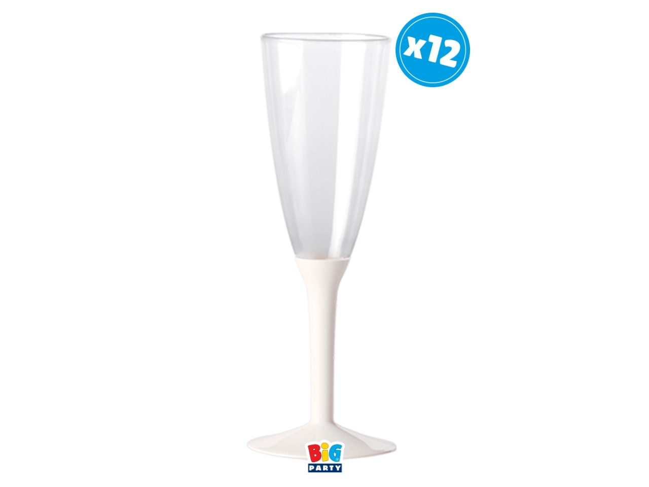 FLUTE RIUTILIZ.130CC 12PZ CRYSTAL/BIANCO 31109