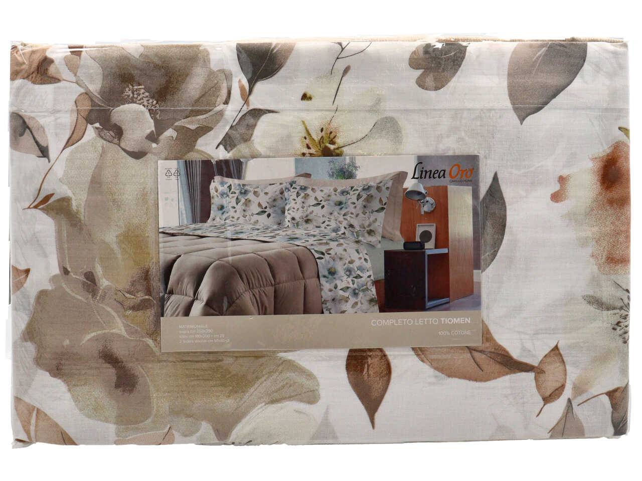 TIOMEN COMPL.LETTO COTONE STAM.2P BEIGELN1863-101