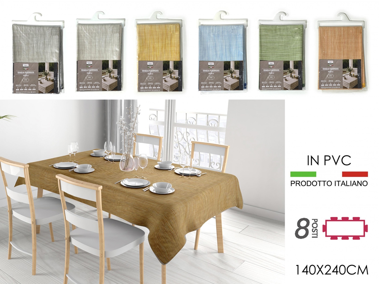 TOVAGLIA PVC TINTA UNITA 140X240CM 6ASS. 967007