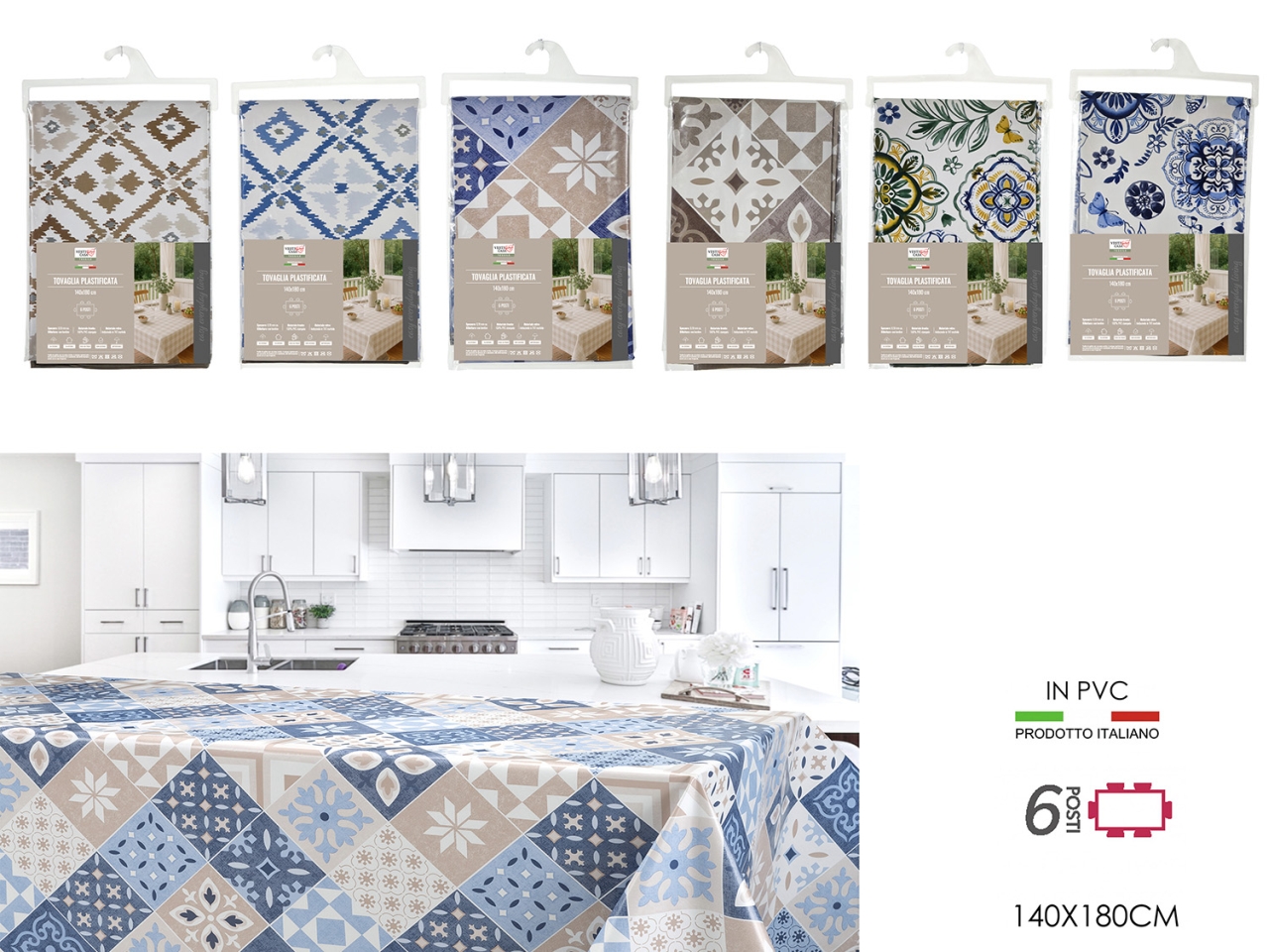 TOVAGLIA PVC FANTASIA 140X180CM 6ASS. 967042