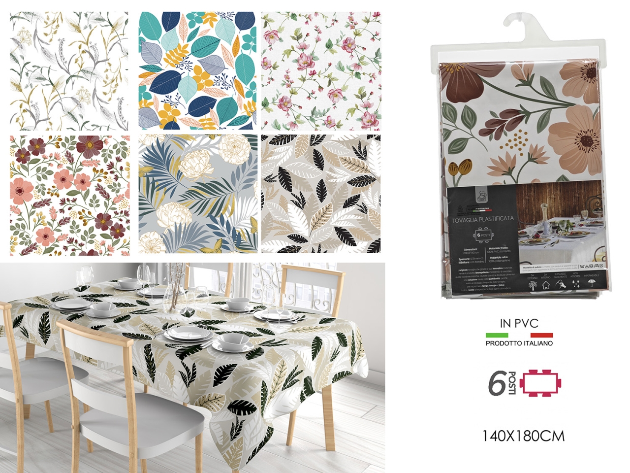 TOVAGLIA PVC FANTASIA 140X180CM 6ASS. 967054