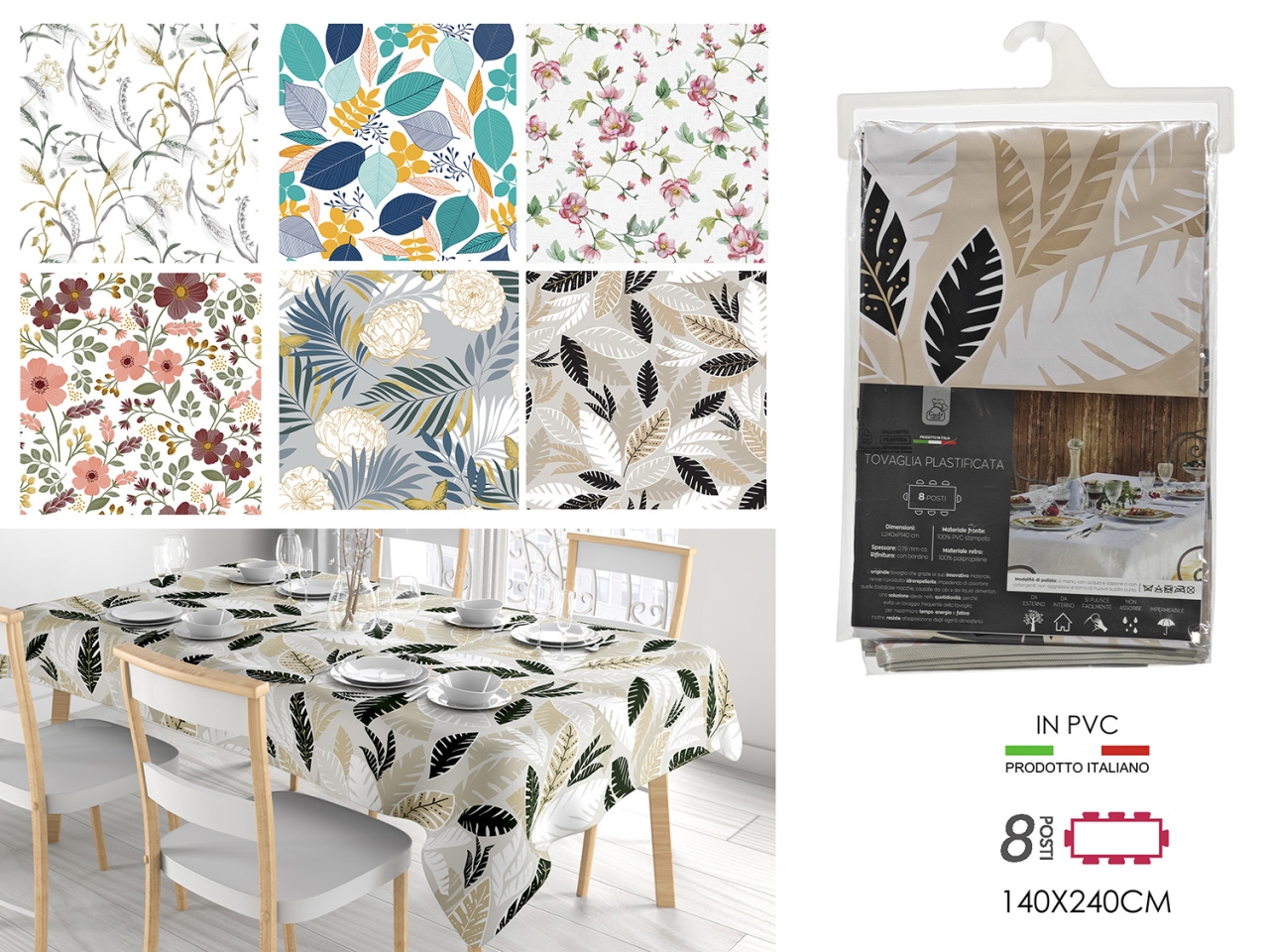 TOVAGLIA PVC FANTASIA 140X240CM 8ASS. 967055