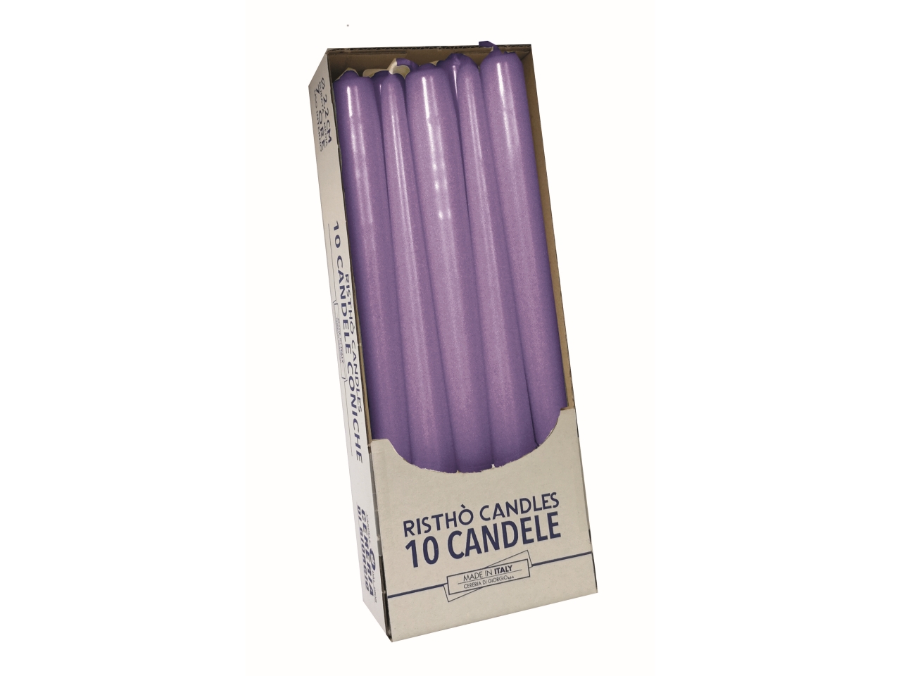 CANDELA CONICA 25CM 10PZ VIOLA POLVERE 56213-76