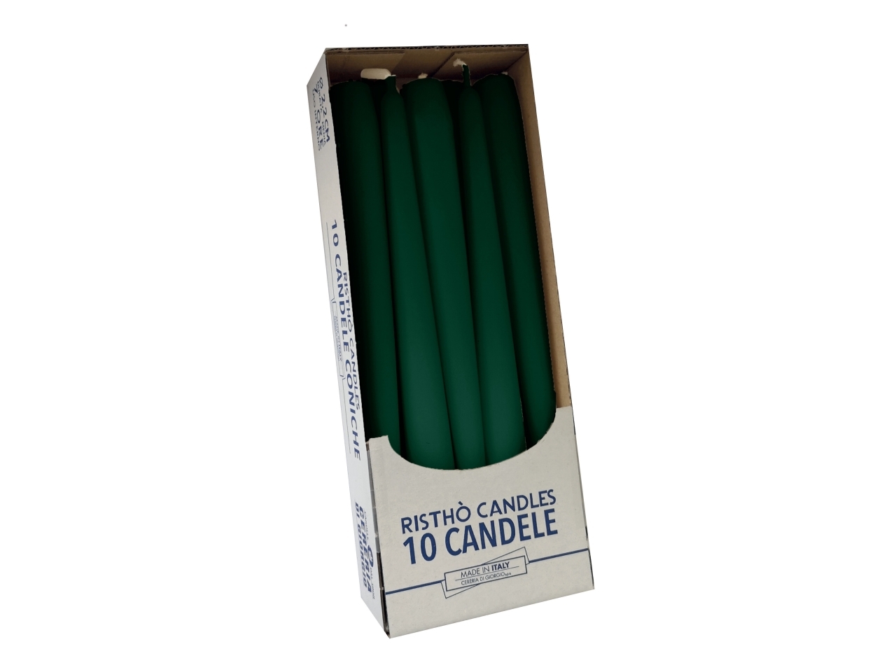 CANDELA CONICA 25CM 10PZ VERDE SCURO 56213-12
