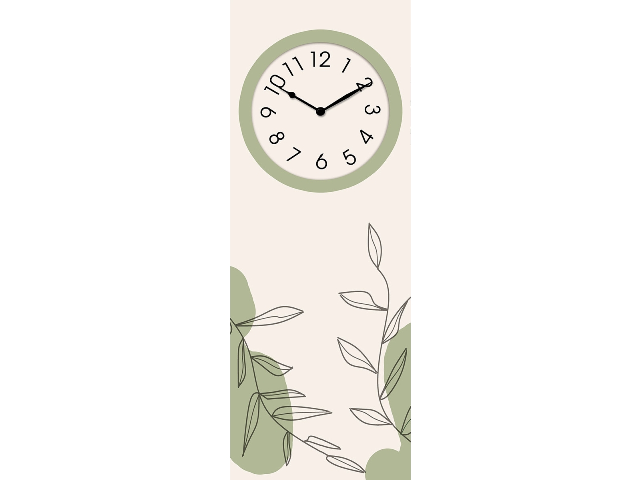 QUADRO 30X80CM C/OROLOGIO FLORAL GREEN 19653