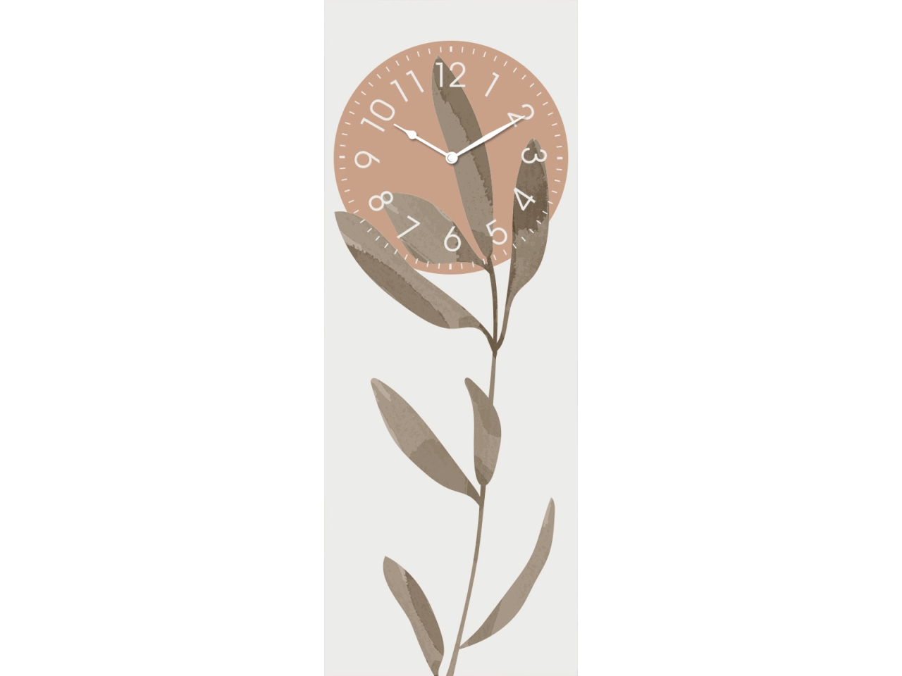QUADRO 30X80CM C/OROLOGIO ZEN LEAVES BROWN 19649