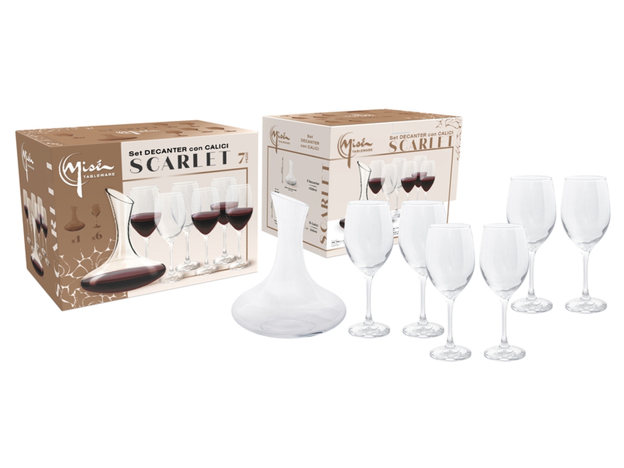 SCARLET MISE CALICI VINO 6PZ C/DECANTER 1,5L211338 SCARLET MISE CALICI VINO 6PZ C/DECANTER 1,5L211338