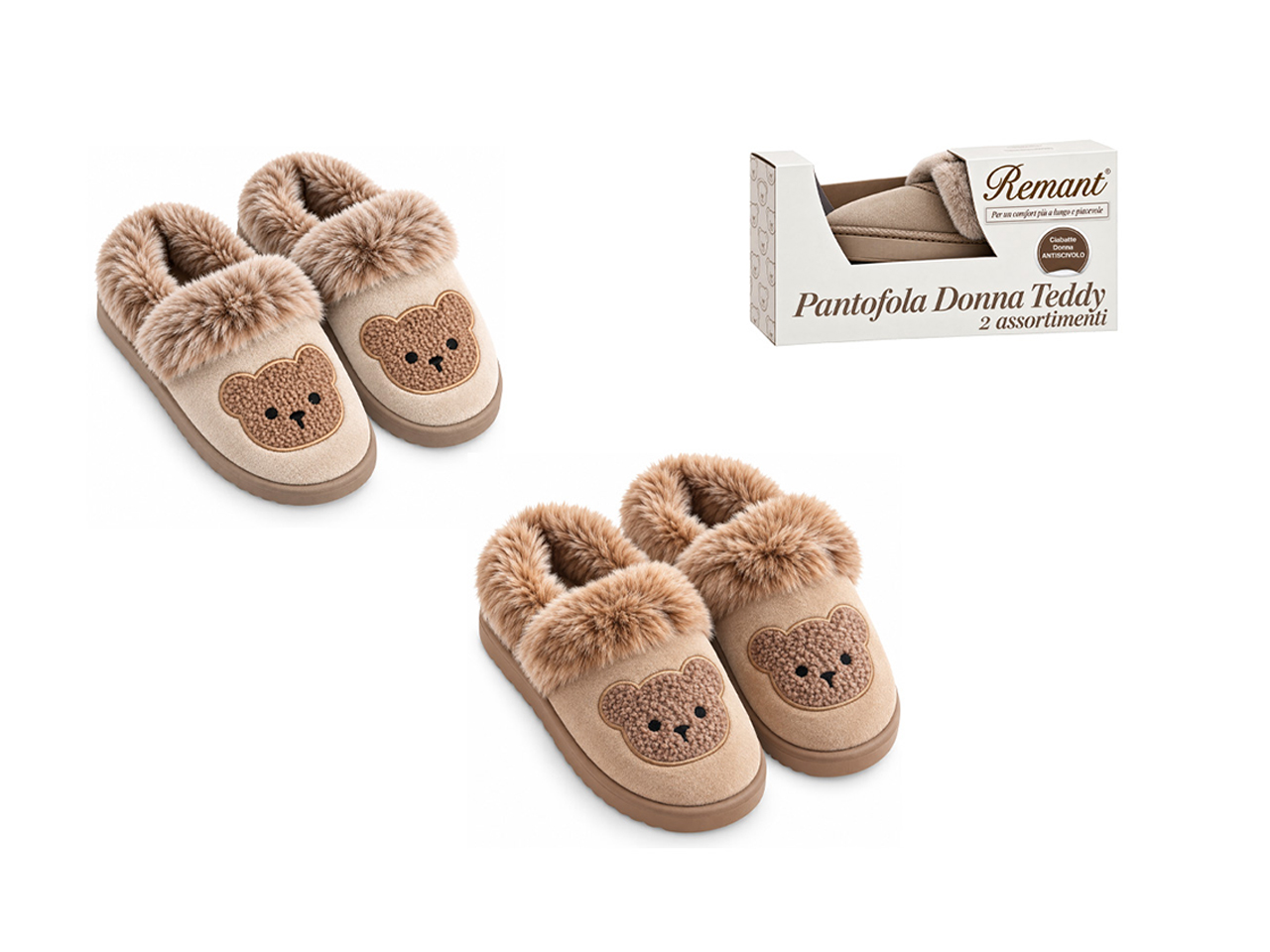 PANTOFOLA DONNA TEDDY TG.36/41 ASS. 648019 PANTOFOLA DONNA TEDDY TG.36/41 ASS. 648019