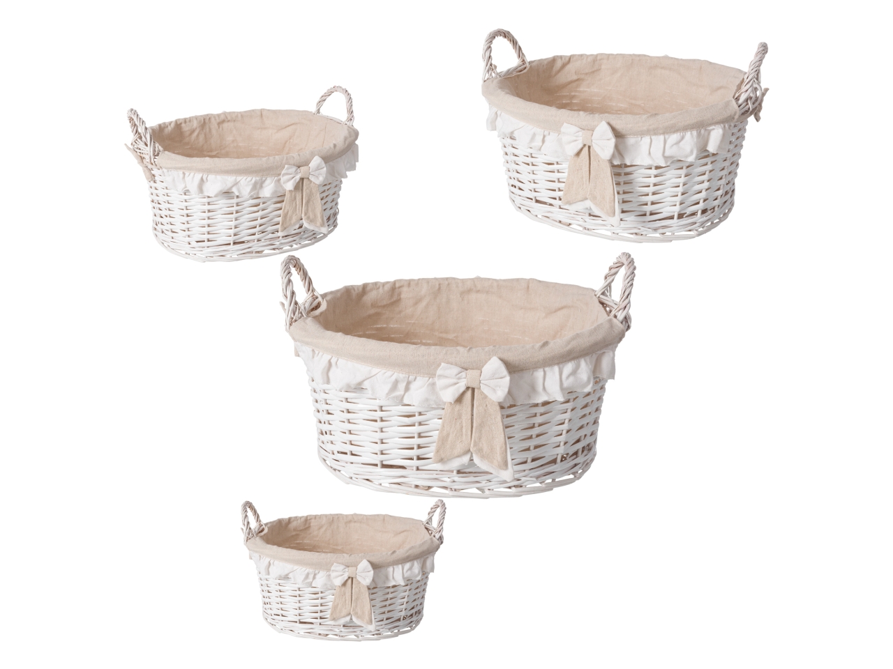 JOLIE SET 4 CESTE OVALI C/MANICI BIANCHE IG10329
