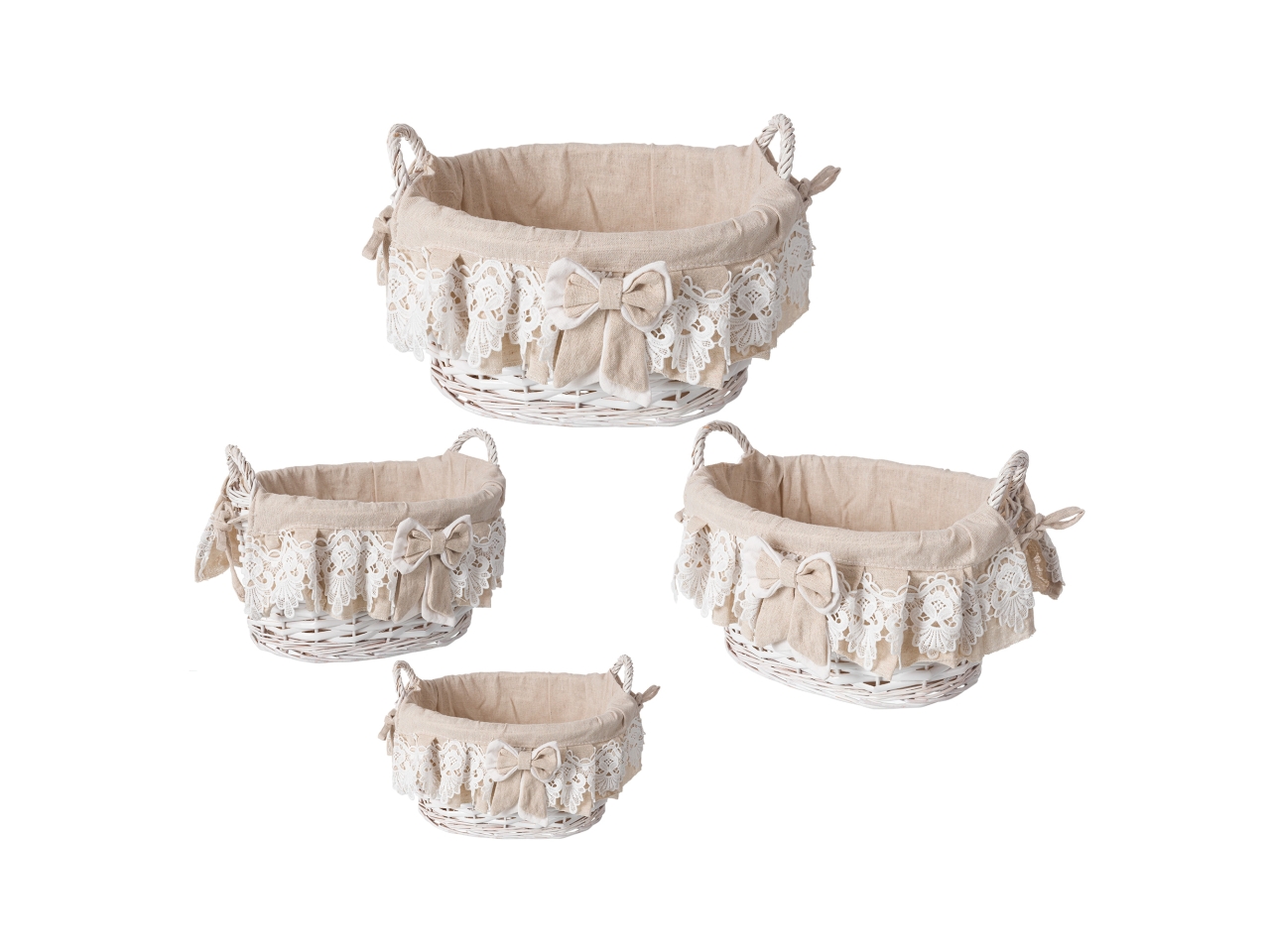 LILIUM SET 4 CESTE OVALI C/MANICI BIANCHE IG10350