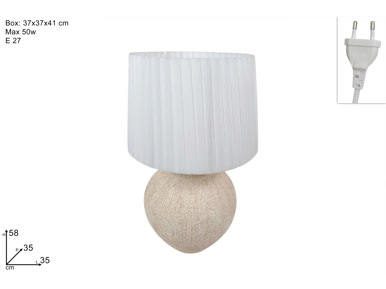 LUME BOMBATO 58CM CERAMICA BEIGE