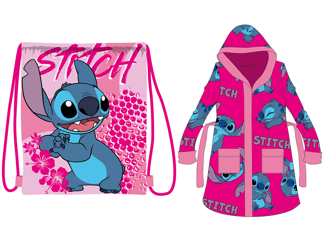 STITCH ACCAPPATO.+SACCA SPORTGIRLSTITCH GIRL FUXIA