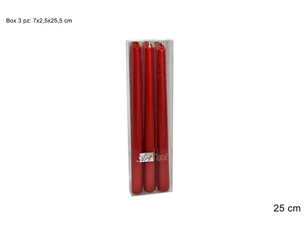 CANDELA LISCIA 25CM 3PZ ROSSO XNA11002281