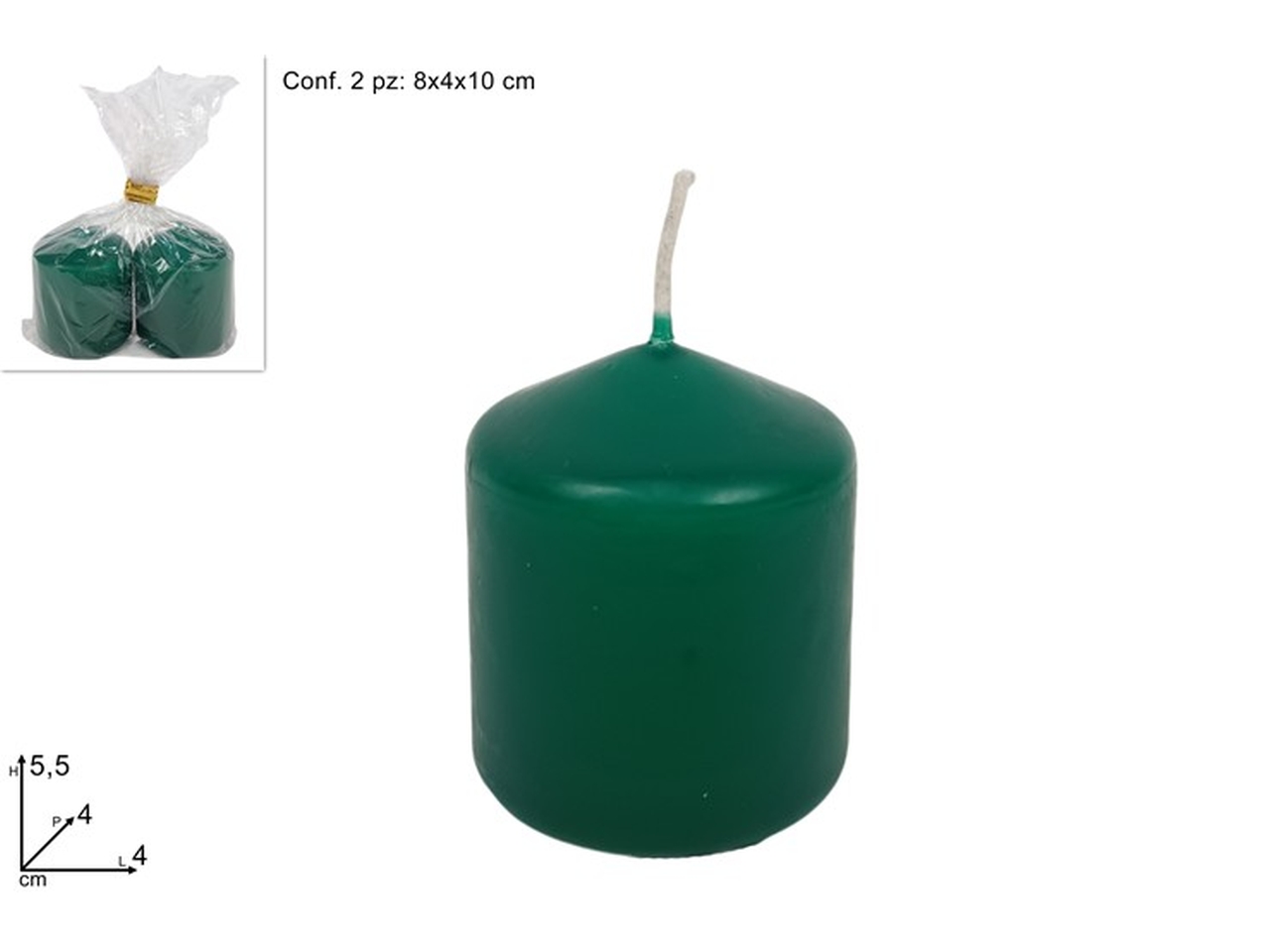 CANDELA MOCCOLO 5X4CM 2PZ VERDE XNA24047251