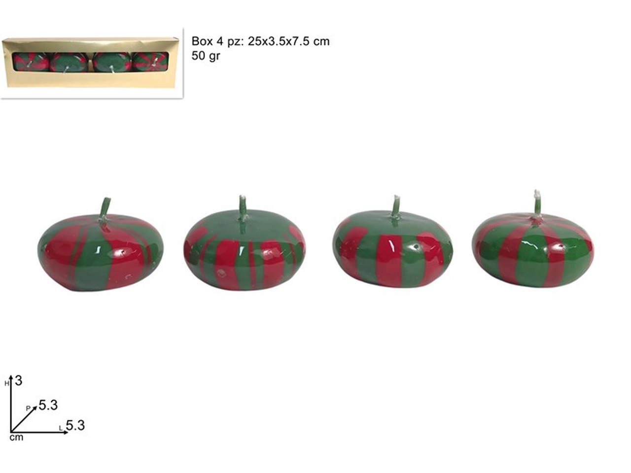 CANDELE GALLEG. 5,3CM 4PZ ROSSO/VERDE XNA24062371
