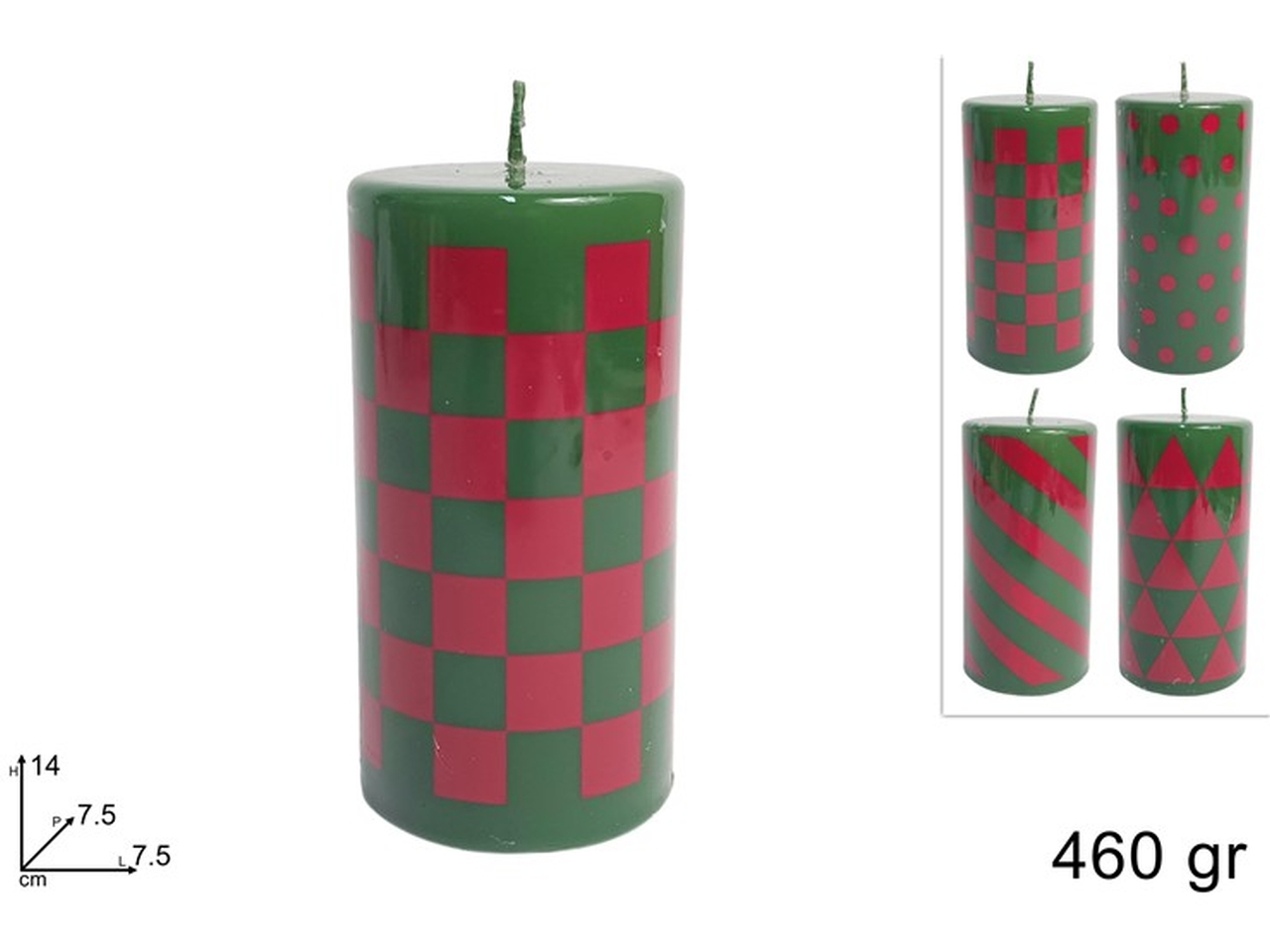 CANDELA MOCCOLO7,5X14CM ROSSO/VERD.ASS.XNA24062381