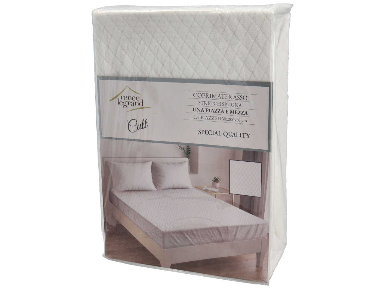 COPRIMATERASSO SPUGNA H.30CM 1POSTO E MEZZO